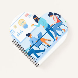 Caderno encadernado em espiral em forma de coração