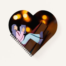 Caderno encadernado em espiral em forma de coração