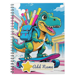Caderno Escolar Dinossauro Editável – Skateboard