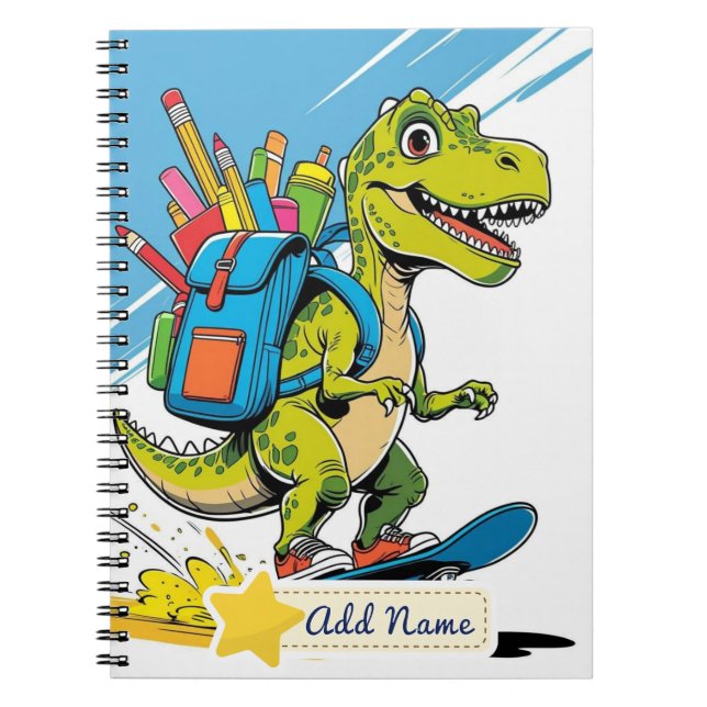 Caderno Escolar do Dinossauro Editável (Frente)