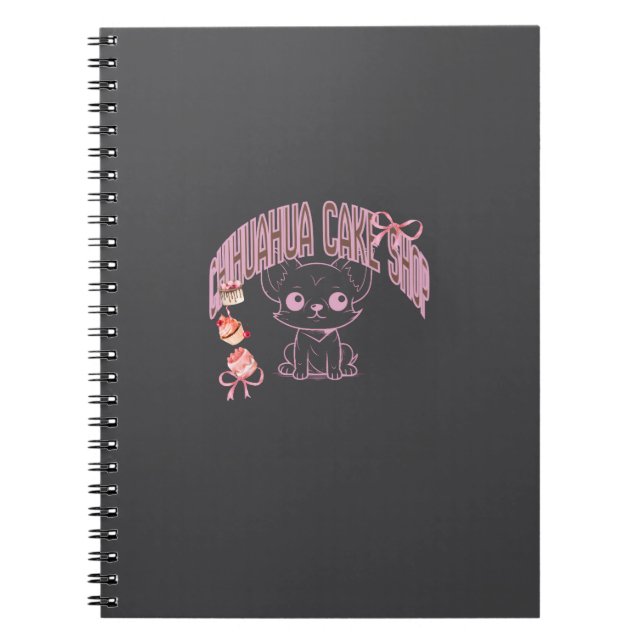 CADERNO ESPIRAL チワワのケーキ屋さん、スイーツ好き、お菓子作り、動物好きへのギフト、可愛い、犬好き (Frente)