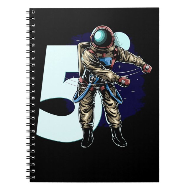 Caderno Espiral 01.5 Astronauta de Fuselagem de Menino de Aniversá (Frente)