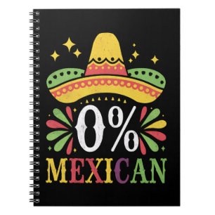 Caderno Espiral 0% Mexicano Zero Porcento Engraçado Cinco De Maio