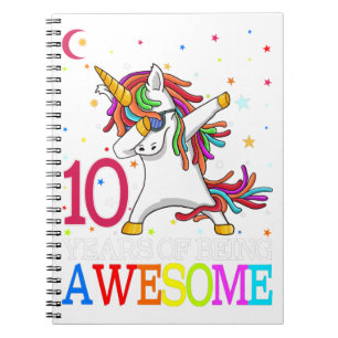Caderno Espiral 10º Aniversário Dabbing Unicorn Party Gift 10 An