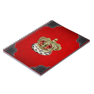 Caderno Espiral [100] Coroa Real [Pele+Dourado][Vermelho]