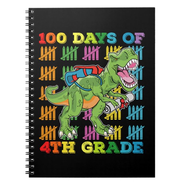 Caderno Espiral 100 Dias Da Escola De Dinossauro Rex T De 4º Grau (Frente)