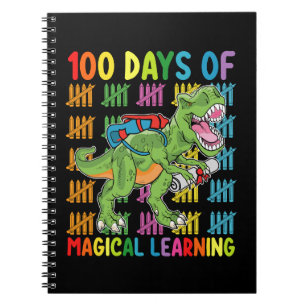 Caderno Espiral 100 Dias De Aprendizado Mágico Escola de Dinossaur