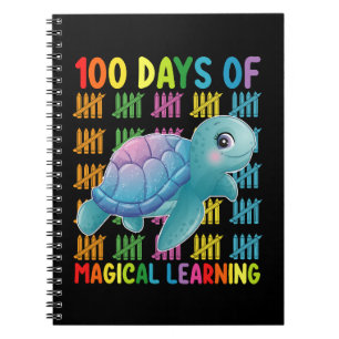 Caderno Espiral 100 Dias De Aprendizado Mágico Escola Turtle