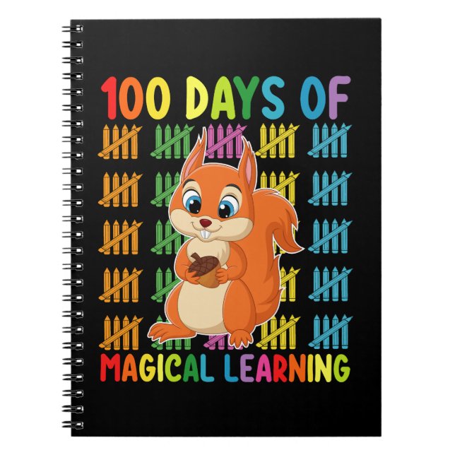 Caderno Espiral 100 Dias De Escola De Esquilo De Aprendizado Mágic (Frente)