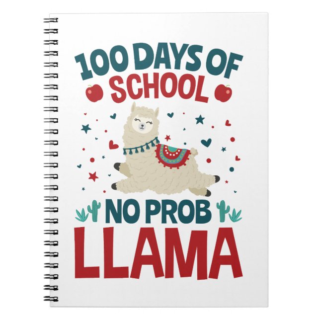 Caderno Espiral 100 dias de escola sem prob Lama (Frente)