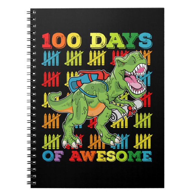 Caderno Espiral 100 Dias De Espantoso T Rex Dinossaur 100ª Escola (Frente)