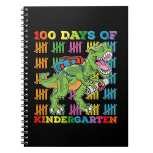 Caderno Espiral 100 Dias De Jardim De Infância T Rex Dinosaur Scho