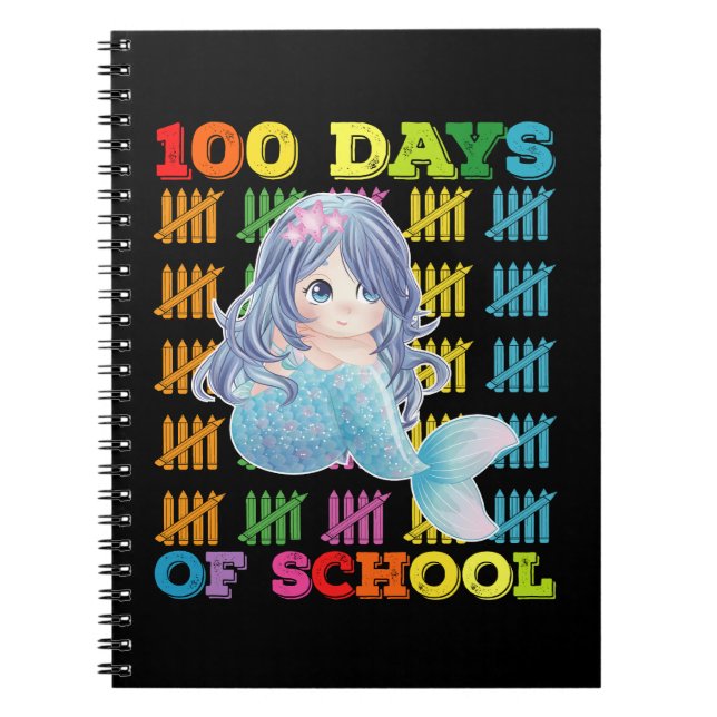 Caderno Espiral 100 Dias De Professora De Sereia Escolar (Frente)