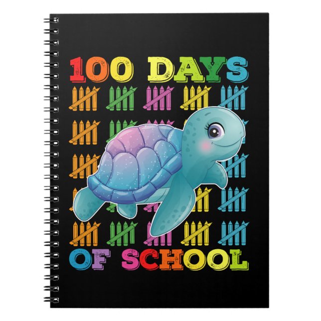 Caderno Espiral 100 Dias De Professora De Tartarugas Escolares (Frente)