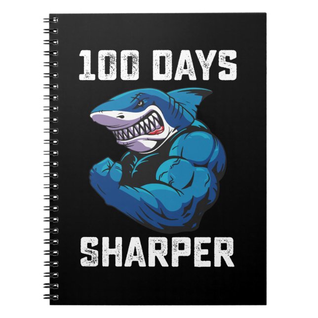 Caderno Espiral 100 Dias De Sharper Shark 100.º Dia De Gym Escolar (Frente)