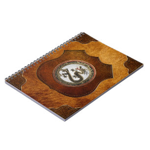 Caderno Espiral [100] Dragão Oriental Dourado e negro