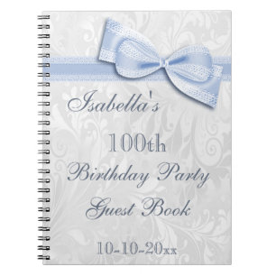 Caderno Espiral 100th Damasco e arco da festa de aniversário