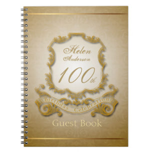 Caderno Espiral 100th Quadro do vintage da celebração do