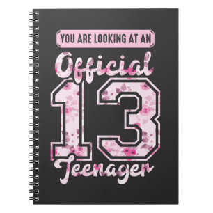 Caderno Espiral 13 de aniversário oficial de 13 anos de adolescen
