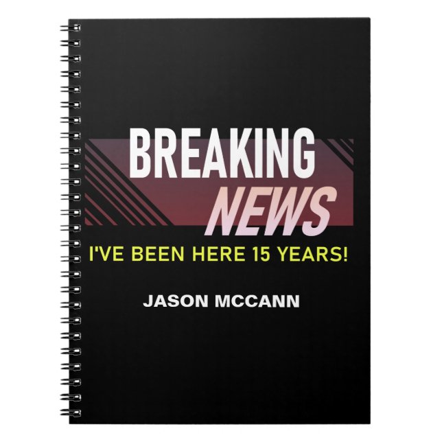 Caderno Espiral 15 de Aniversário de Trabalho de 15 Anos (Frente)