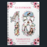 Caderno Espiral 18th Birthday Photo Collage Pink Flower Guest Book<br><div class="desc">Create a Eighteenth Birthday seven photos collage in a big number eighteen shape. Decorated with beautiful and lovely watercolor blush pink flowers and green foliage. Great 18th Birthday gift for girls. Personalized number 18 photo collage for a unique and very special product.</div>