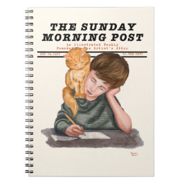 Caderno Espiral 1920 de revista ilustrada Vintage Cat & Boy