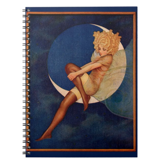 Caderno Espiral 1920 e linda mulher na lua (Frente)