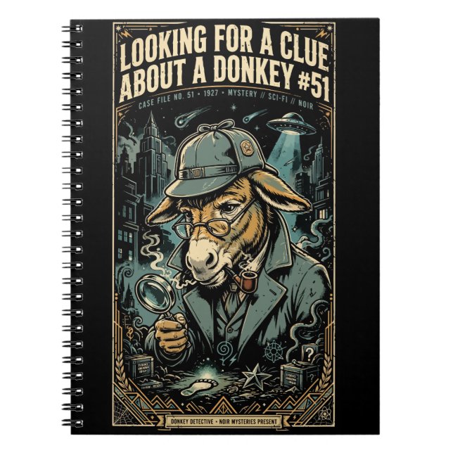 Caderno Espiral 1920s Detective Donkey Noir Comic (Frente)