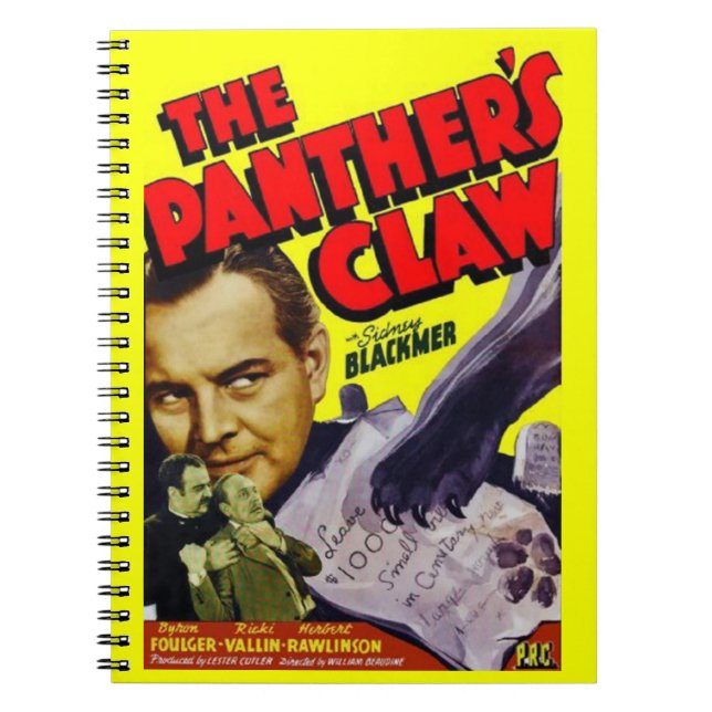 Caderno Espiral 1942 O poster do filme Panther's Claw (Frente)