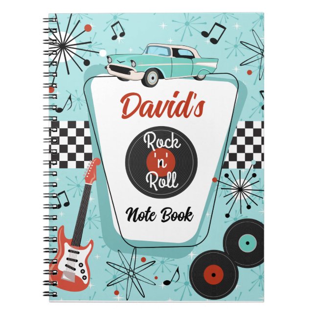 Caderno Espiral 1950's Retro Rock 'n' Roll Music (Frente)