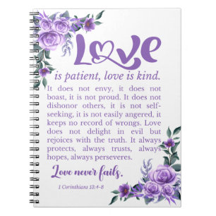 Caderno Espiral 1 Corinthians 13:4-8 O amor é a púrpura da pacient