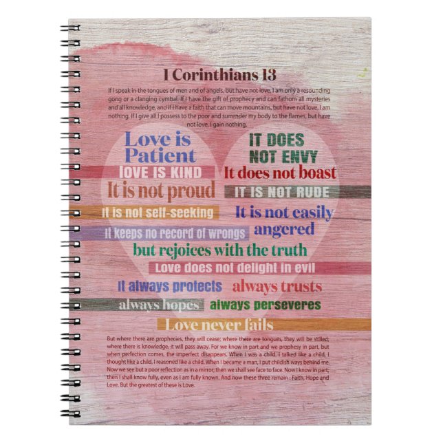 Caderno Espiral 1 Corinthians 13 - Amor (Frente)
