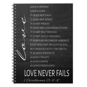 Caderno Espiral 1 Corinthians 13 Amor é Bíblia Verso