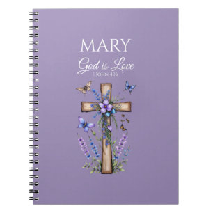 Caderno Espiral 1 João 4:16 Deus é Amor – Cristão Personalizado