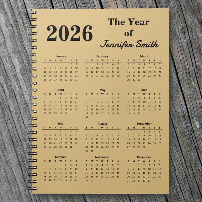 Caderno Espiral 2026 The Year of [Your Name} Personalized Notebook (Criador carregado)