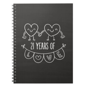 Caderno Espiral 21 Aniversário da rua Gift Chalk Hearts