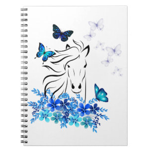 Caderno Espiral 23 estampa cavalo borboletas