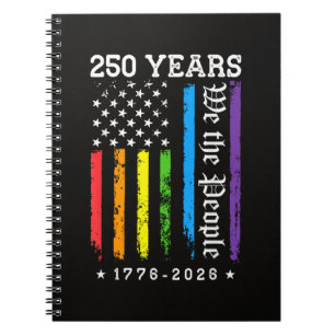 Caderno Espiral 250 Anos de Aniversário de 250 anos dos EUA LGBT P