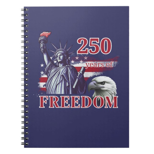 Caderno Espiral 250th Anniversary USA Flag Liberty Eagle Freedom (Frente)