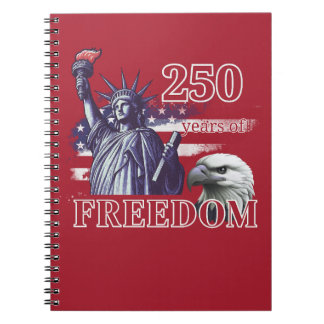 Caderno Espiral 250th Anniversary USA Flag Liberty Eagle Freedom