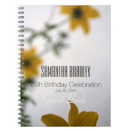Caderno Espiral 25 Birthday Celebration Floral Guest Book