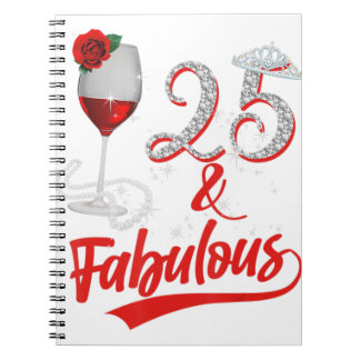 Caderno Espiral 25 E Fabulosa Rainha Feliz Aniversário 25 Vermelho