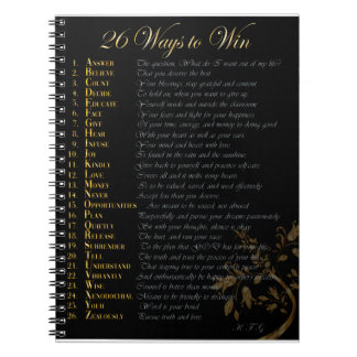 Caderno Espiral 26 maneiras de ganhar Diário preto e ouro direito