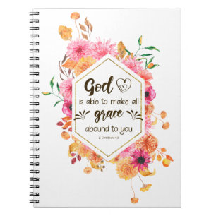 Caderno Espiral 2 Corinthians 9:8 Deus é capaz de fazer a graça cr