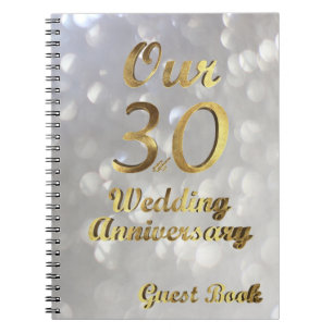 Caderno Espiral 30o Branco Dourado do livro de hóspedes do