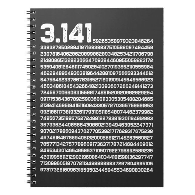 Caderno Espiral 3,14 Pi Dia Matemática Número Irracional Pi (Frente)