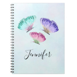 Caderno Espiral 3 Borboletas Bonito de Aquarela Pastel
