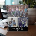 Caderno Espiral 3 Colagem de Fotos com Texto de Script - branco pr<br><div class="desc">Uma maneira divertida de capturar memórias e compartilhá-las com amigos. Adicione uma foto horizontal,  duas fotos quadradas e sua legenda favorita para fazer um presente legal para os amigos.</div>