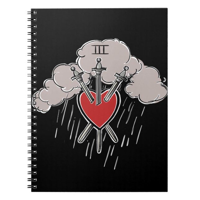Caderno Espiral 3 de Swords Love Heart Tarot Illustration (Frente)
