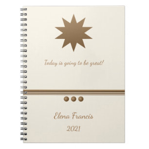 Caderno Espiral 3 Esfera Dourada e Creme Professional